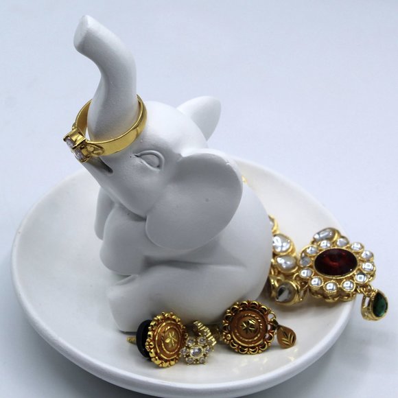 Elephant Wedding Ring Holder Tray Decorative Jewelry Holder, Trinket Tray/Dish - Picture 1 of 10
